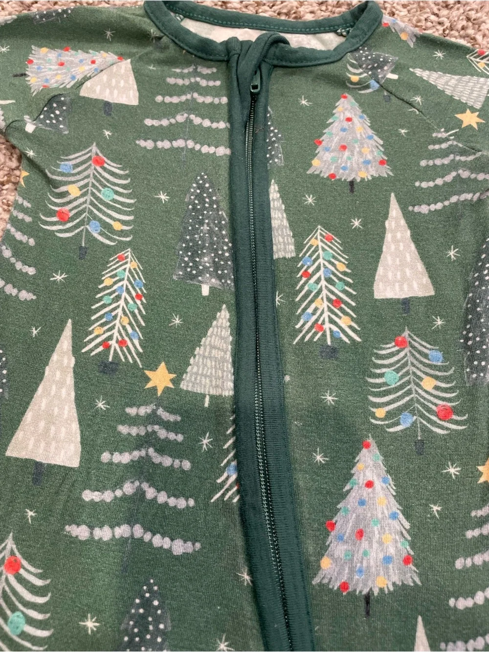Little Sleepies Forest Green Holiday Tree Footed One-Piece